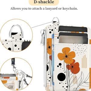 Floral Print Card Holder with D-Shackle